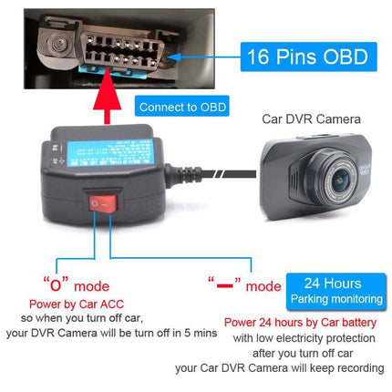 VCTparts Auto Dashcam Continue Voeding Hardwire OBD Kabel Voeding Micro USB [3.5M 12v/24v] NORGOS 4