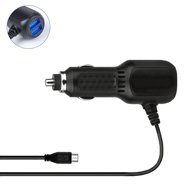 Auto Dashcam Voeding Kabel Micro USB met 2 USB - A Poorten [3.5M 12v/24v] - VCTparts.nl