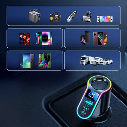 Autolader Snellader 4 in 1 USB - A & USB - C - 150W Zwart [5x Fast Car Charger] - VCTparts.nl