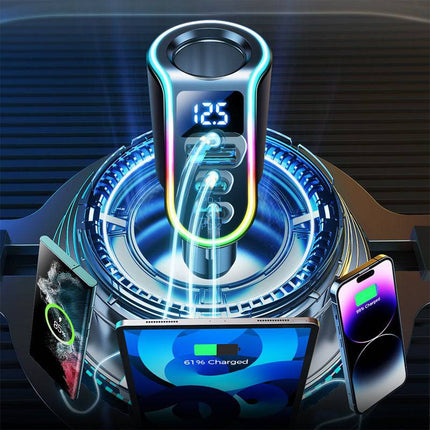 Autolader Snellader 4 in 1 USB - A & USB - C - 150W Zwart [5x Fast Car Charger] - VCTparts.nl