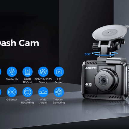 AZDome AZDome Dashcam GS63H Pro 4K 2CH Wifi Auto Video Recorder 64gb Zwart INNPRO 4