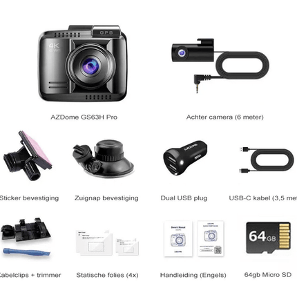 AZDome AZDome Dashcam GS63H Pro 4K 2CH Wifi Auto Video Recorder 64gb Zwart INNPRO 6