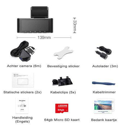 AZDome AZDome Dashcam M550 4K 1260P Wifi Auto Video Recorder met Achter & Interieur Camera Zwart INNPRO 7