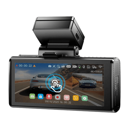 AZDome Dashcam M580 Pro 5K 3CH Wifi Auto Video Recorder 64gb + Interieur en Achter Camera Zwart - VCTparts.nl