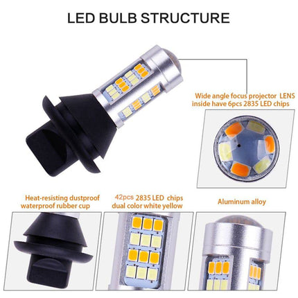 VCTparts BA15S 1156 LED Dagrijverlichting DRL Wit met Knipperlicht Geel P21W Canbus (set) NORGOS 7