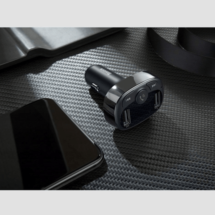 Baseus Bluetooth Muziek FM Transmitter en Dubbele USB Poort S - 09A Autolader Zwart - VCTparts.nl