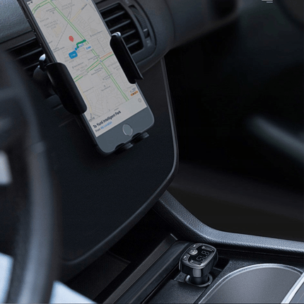 Baseus Bluetooth Muziek FM Transmitter en Dubbele USB Poort S - 09A Autolader Zwart - VCTparts.nl