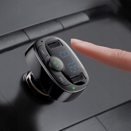 Baseus Bluetooth Muziek FM Transmitter en Dubbele USB Poort S - 09A Autolader Zwart - VCTparts.nl