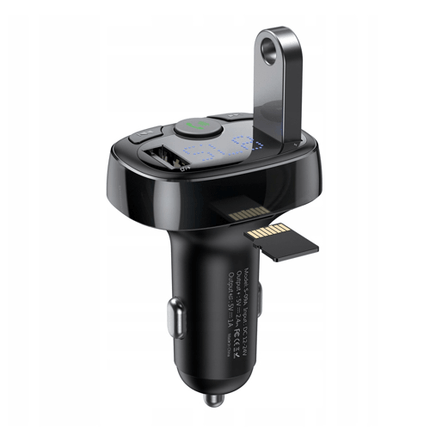 Baseus Bluetooth Muziek FM Transmitter en Dubbele USB Poort S - 09A Autolader Zwart - VCTparts.nl