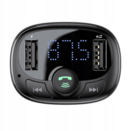 Baseus Bluetooth Muziek FM Transmitter en Dubbele USB Poort S - 09A Autolader Zwart - VCTparts.nl