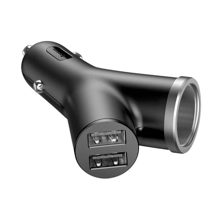 Baseus Y Type Autolader 2x USB 1x Sigarettenaansteker Splitter Zwart - VCTparts.nl