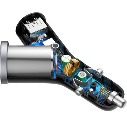 Baseus Y Type Autolader 2x USB 1x Sigarettenaansteker Splitter Zwart - VCTparts.nl