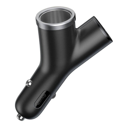 Baseus Y Type Autolader 2x USB 1x Sigarettenaansteker Splitter Zwart - VCTparts.nl