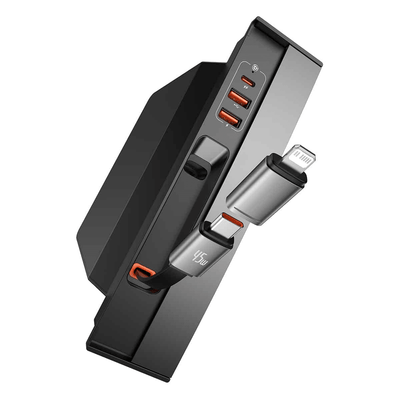 Hub USB BaseUS T-Space pour Tesla Modèle 3 / Y noir | Câble USB-C 45W intégré | 5 ports pour facturer des appareils USB-A et USB-C