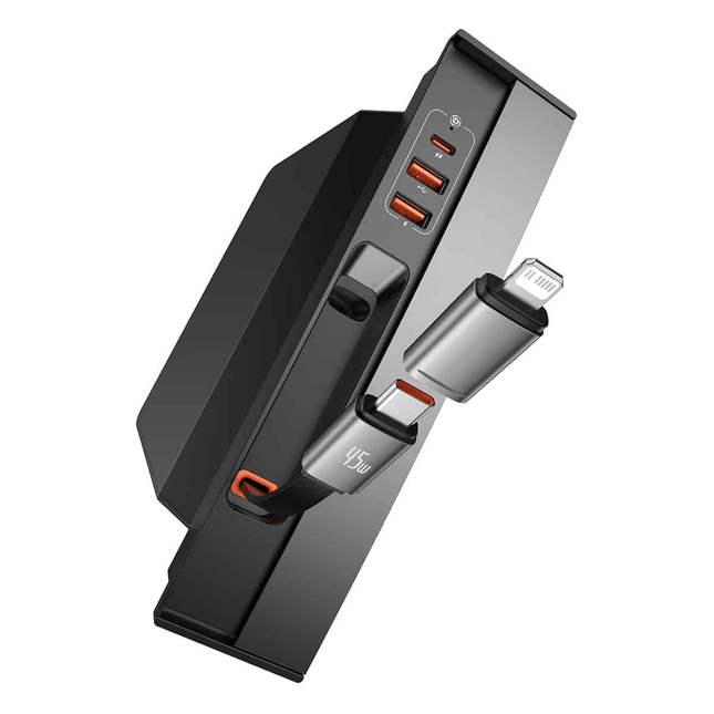 Baseus Baseus T - Space USB HUB voor Tesla Model 3 / Y zwart | Ingebouwde 45W USB - C Kabel | 5 Poorten voor Opladen van USB - A en USB - C Apparaten Hurtel 3
