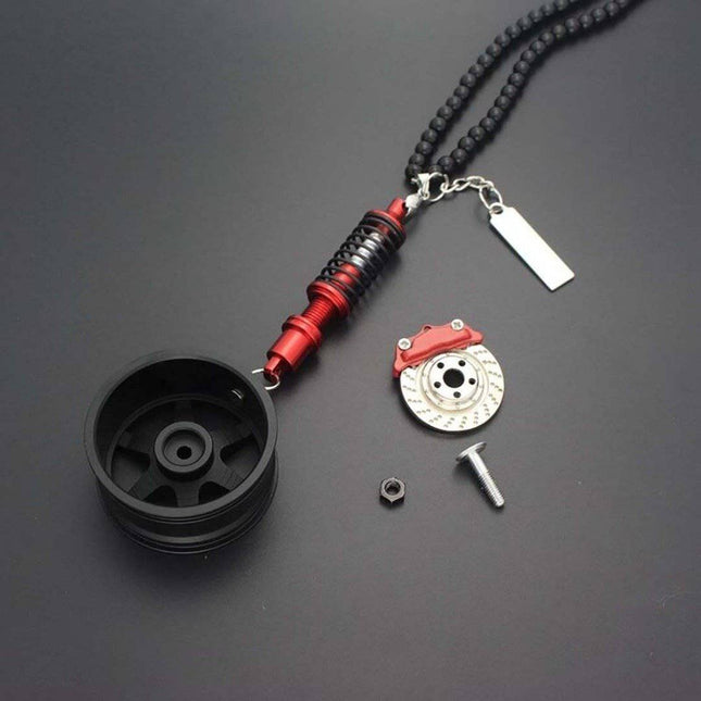 Binnenspiegel Hanger Velg Achteruitkijkspiegel - Grijs met Rode Veer - VCTparts.nl