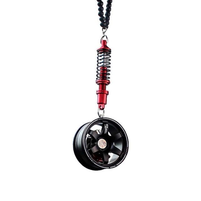 Binnenspiegel Hanger Velg Achteruitkijkspiegel zwart met Rode Veer - VCTparts.nl