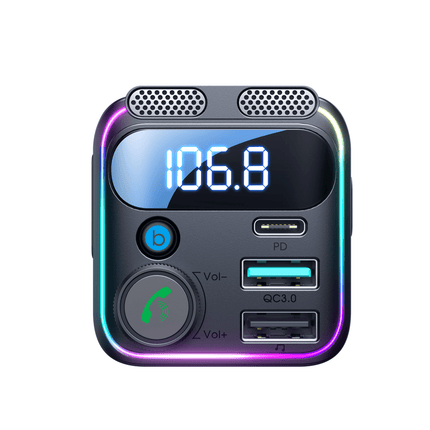 VCTparts Bluetooth Muziek FM Transmitter Pro Handsfree Bellen met BassBooster USB - C & 2x USB - A Lader Zwart VCTparts 6