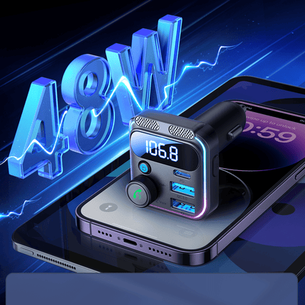 VCTparts Bluetooth Muziek FM Transmitter Pro Handsfree Bellen met BassBooster USB - C & 2x USB - A Lader Zwart VCTparts 4
