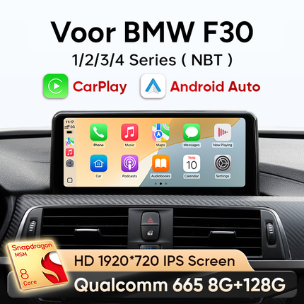 CarPlay & Android Auto Draadloos Scherm voor BMW 3 Serie (F30, F31) & 4 Serie (F32, F33, F34, F36) – NBT Multimedia Display, GPS Navigatie & Touchscreen – Inbouwen / Inbouwservice / Installatie
