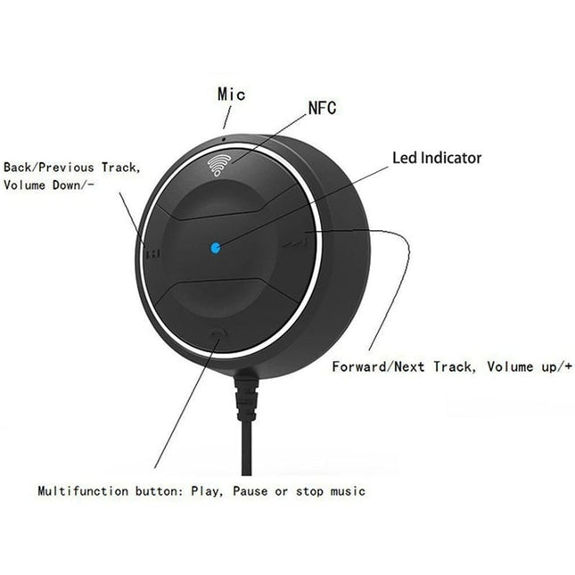 VCTparts Carkit met Bluetooth V5.0 en NFC - functie Handsfree Luidsprekertelefoon Bellen Muziek USB Autolader NORGOS 2