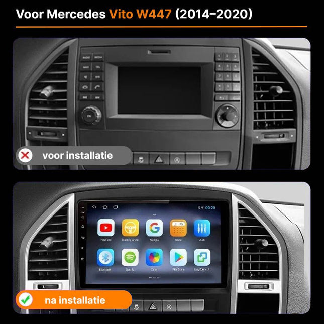CarPlay & Android Auto Autoradio Voor Mercedes - Benz Vito W447 (2014–2020) – Multimedia Touchscreen, GPS Navigatie, RDS, DSP, FM – Inbouwen / Inbouwservice / Installatie - VCTparts.nl