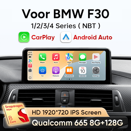 CarPlay & Android Auto Draadloos Scherm voor BMW 3 Serie (F30, F31) & 4 Serie (F32, F33, F34, F36) – NBT Multimedia Display, GPS Navigatie & Touchscreen – Inbouwen / Inbouwservice / Installatie - VCTparts.nl