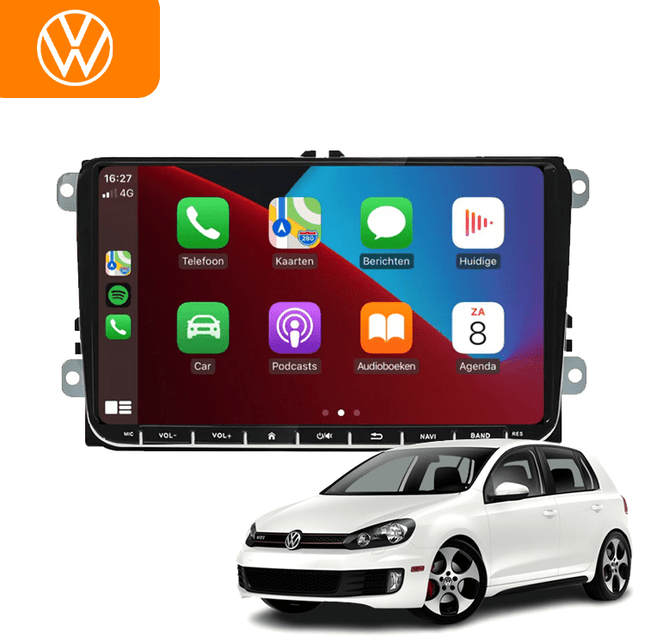CarPlay & Android Auto Radio voor VW Golf 5/6, Polo, Jetta, Passat, Touran, Tiguan, Leon, Octavia, Sharan – GPS Navigatie & Touchscreen – Inbouwen / Inbouwservice / Installatie - VCTparts.nl