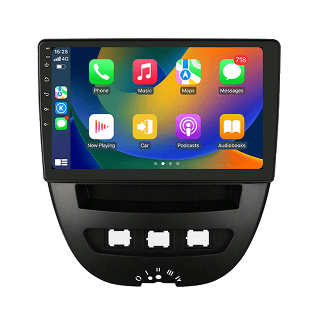 CarPlay & Android Auto Scherm voor Citroën C1, Toyota Aygo, Peugeot 107 (2005 - 2014) – Draadloos Multimedia Touchscreen, GPS Navigatie – Inbouwen / Inbouwservice / Installatie - VCTparts.nl