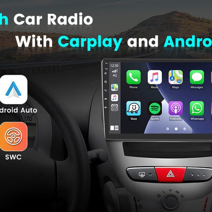CarPlay & Android Auto Scherm voor Citroën C1, Toyota Aygo, Peugeot 107 (2005 - 2014) – Draadloos Multimedia Touchscreen, GPS Navigatie – Inbouwen / Inbouwservice / Installatie - VCTparts.nl