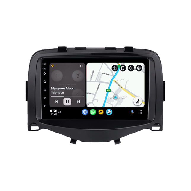 CarPlay & Android Auto Scherm voor Citroën C1, Toyota Aygo, Peugeot 108 (2014–heden) – Draadloos Multimedia Touchscreen, GPS Navigatie – Inbouwen / Inbouwservice / Installatie - VCTparts.nl