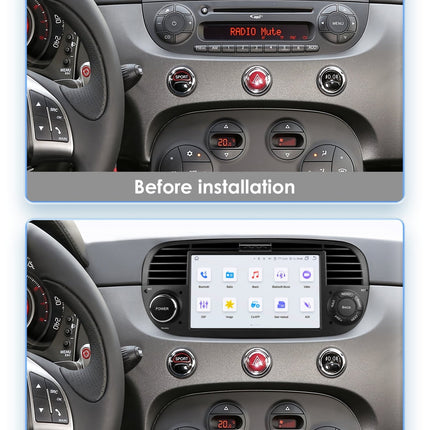CarPlay & Android Auto Scherm voor Fiat 500 (2007–2015) – Draadloos Multimedia Touchscreen, GPS Navigatie – Inbouwen / Inbouwservice / Installatie - VCTparts.nl