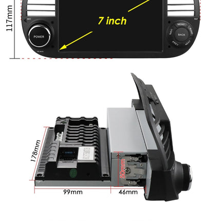 CarPlay & Android Auto Scherm voor Fiat 500 (2007–2015) – Draadloos Multimedia Touchscreen, GPS Navigatie – Inbouwen / Inbouwservice / Installatie - VCTparts.nl