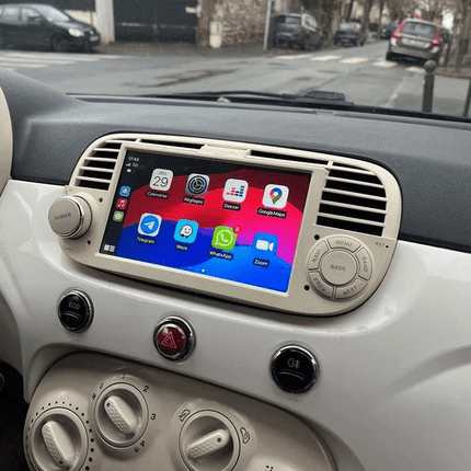 CarPlay & Android Auto Scherm voor Fiat 500 (2007–2015) – Draadloos Multimedia Touchscreen, GPS Navigatie – Inbouwen / Inbouwservice / Installatie - VCTparts.nl