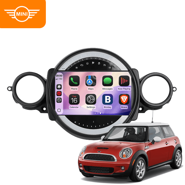 CarPlay en Android Auto Autoradio Voor Mini Clubman R55 / Mini Cooper R56 (2007–2013) – Multimedia Touchscreen, GPS Navigatie, RDS, DSP, FM – Inbouwen / Inbouwservice / Installatie - VCTparts.nl