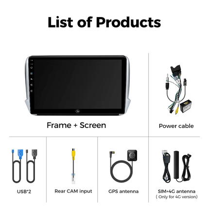 CarPlay en Android Auto Multimedia Speler voor Peugeot 2008 / 208 2012–2018 – GPS Navigatie en Touchscreen – Inbouwen / Inbouwservice / Installatie - VCTparts.nl