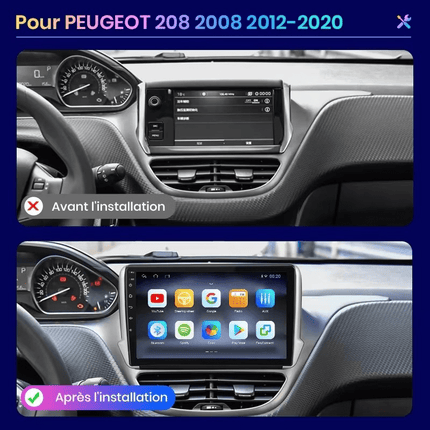 CarPlay en Android Auto Multimedia Speler voor Peugeot 2008 / 208 2012–2018 – GPS Navigatie en Touchscreen – Inbouwen / Inbouwservice / Installatie - VCTparts.nl