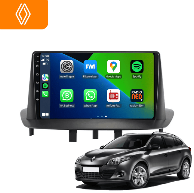 CarPlay en Android Auto Multimedia Speler voor Renault Mégane 2008–2016 – GPS Navigatie en Touchscreen – Inbouwen / Inbouwservice / Installatie - VCTparts.nl