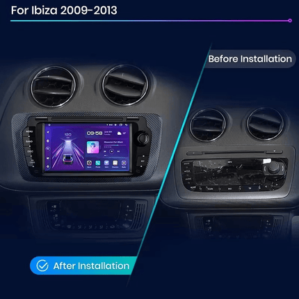 CarPlay en Android Auto Multimedia Speler voor SEAT Ibiza 2008–2014 – GPS Navigatie en Touchscreen – Inbouwen / Inbouwservice / Installatie - VCTparts.nl