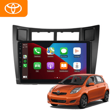 CarPlay en Android Auto Radio 9 Inch voor Toyota Yaris (2005–2011) – GPS Navigatie Touchscreen – Inbouwen / Inbouwservice / Installatie - VCTparts.nl