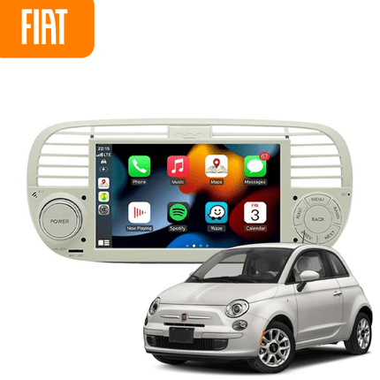 CarPlay en Android Auto Scherm Wit/Creme voor Fiat 500 (2007–2015) – Draadloos Multimedia Touchscreen, GPS Navigatie – Inbouwen / Inbouwservice / Installatie - VCTparts.nl