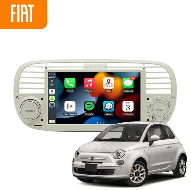 CarPlay en Android Auto Scherm Wit/Creme voor Fiat 500 (2007–2015) – Draadloos Multimedia Touchscreen, GPS Navigatie – Inbouwen / Inbouwservice / Installatie - VCTparts.nl