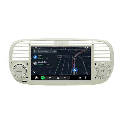 CarPlay en Android Auto Scherm Wit/Creme voor Fiat 500 (2007–2015) – Draadloos Multimedia Touchscreen, GPS Navigatie – Inbouwen / Inbouwservice / Installatie - VCTparts.nl