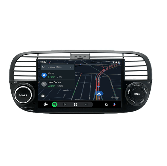CarPlay en Android Auto Scherm Zwart voor Fiat 500 (2007–2015) – Draadloos Multimedia Touchscreen, GPS Navigatie – Inbouwen / Inbouwservice / Installatie - VCTparts.nl
