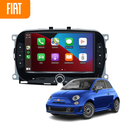 CarPlay en Android Auto Scherm Zwart voor Fiat 500 (2016–2019) – Draadloos Multimedia Touchscreen, GPS Navigatie – Inbouwen / Inbouwservice / Installatie