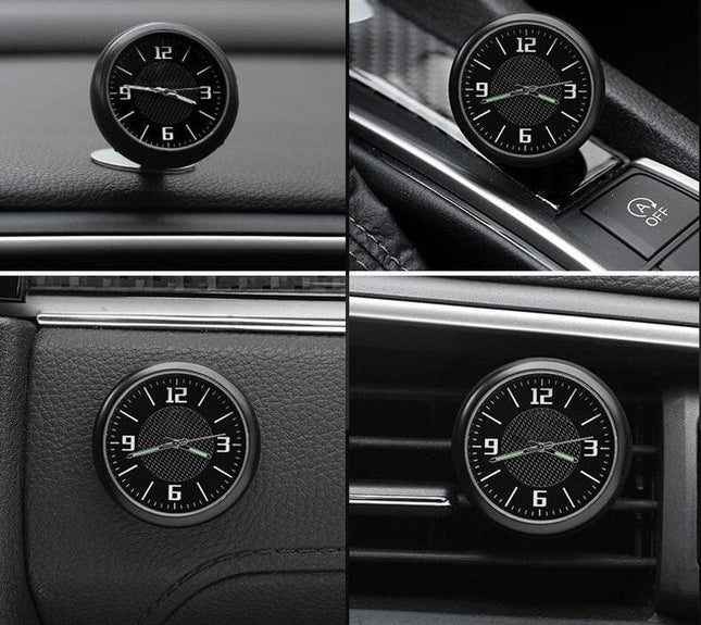 Chique Auto Klokje Opplakbaar en Clip - Dashboard Clock Tijd Zwart - VCTparts.nl