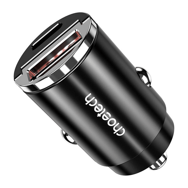 Choetech Choetech Autolader Telefoon 1x USBA, 1x USBC 30W PD 3.0 12/24V Zwart 8