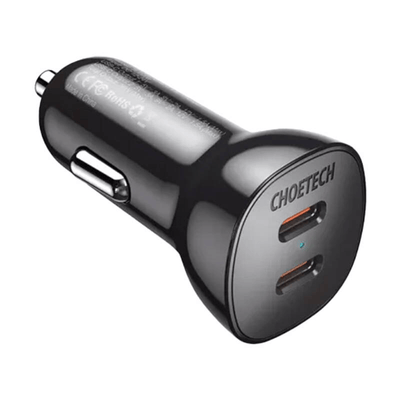 Chargeur de voiture Choetech Téléphone 2x USBC 40W PD 3.0 12/24V noir