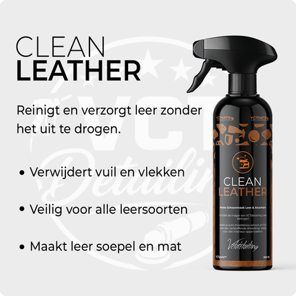 Clean Leather Premium Leer & Alcantara Reiniger 500ML Krachtig Tegen Vuil voor een Matte Afwerking - VCTparts.nl