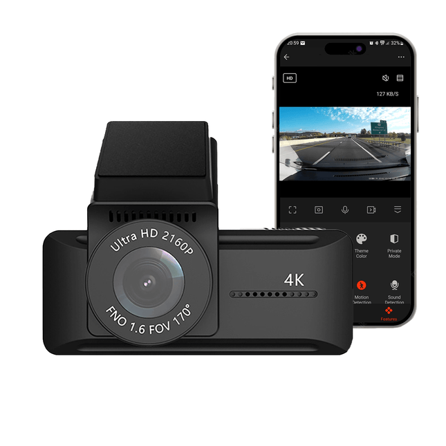 VCTparts Dashcam 4K 2160P Wifi & GPS 1CH Auto Video Recorder met Scherm Zwart NORGOS 2